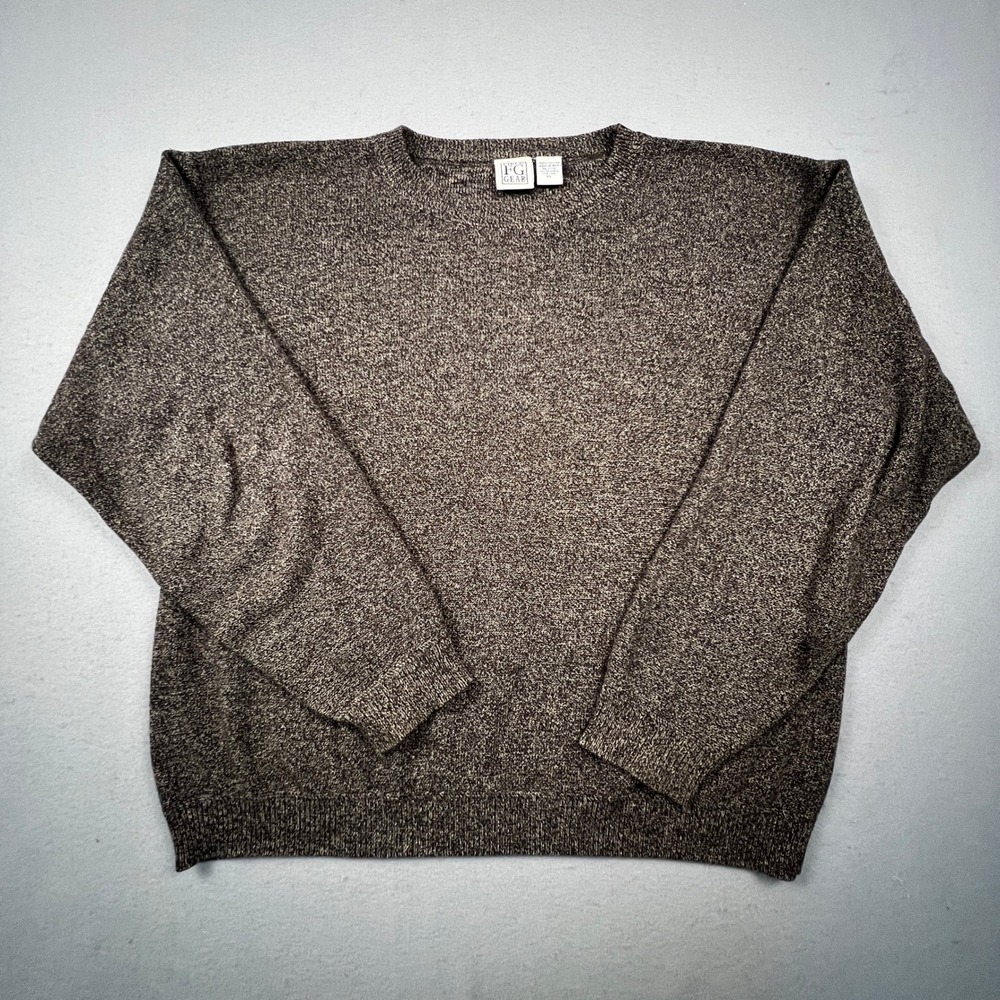 Field Gear Crewneck Sweater Mens XL Brown Marled Cotton Knit Pullover Heritage